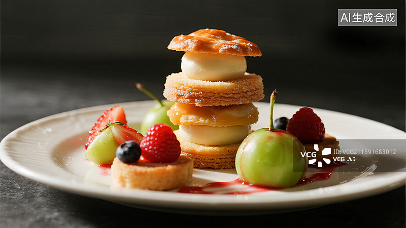 【AI数字艺术】法式甜点盛宴：味蕾的艺术图片素材