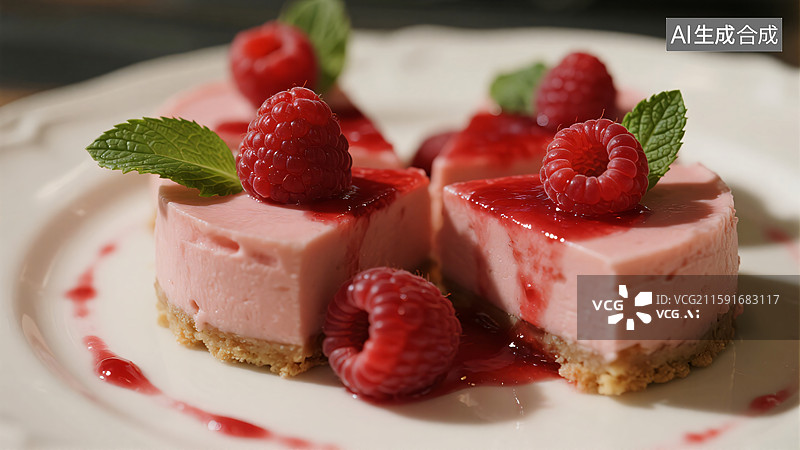 【AI数字艺术】莓果慕斯的诱惑：舌尖上的法式风情图片素材