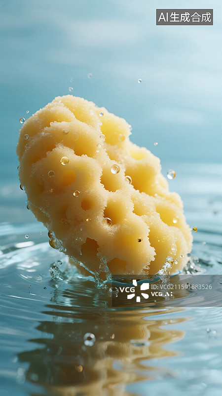 【AI数字艺术】水润之芯：活力海绵特写图片素材