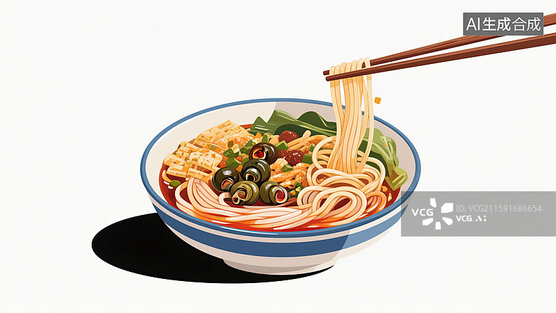 【AI数字艺术】螺蛳粉，美食，筷子，健康食物，白色背景图片素材