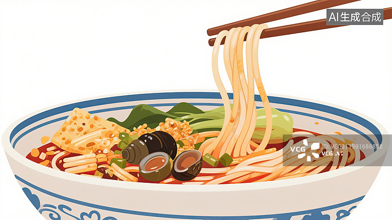 【AI数字艺术】螺蛳粉，美食，筷子，健康食物，白色背景图片素材
