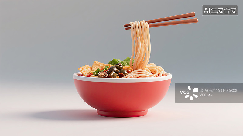 【AI数字艺术】螺蛳粉，美食，筷子，健康食物，白色背景图片素材