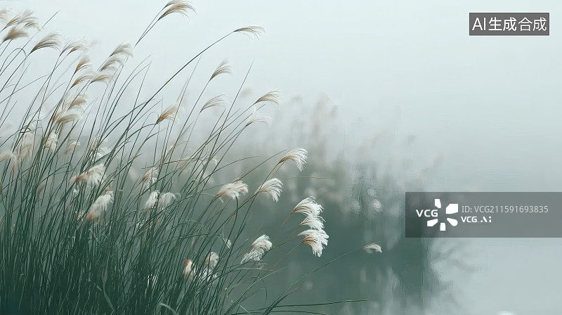 【AI数字艺术】被冷空气弥漫的芦苇荡图片素材