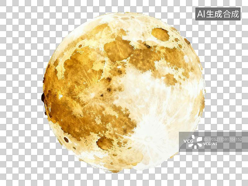 【AI数字艺术】金色月亮水墨 中秋节满月 免抠素材 金箔图片素材