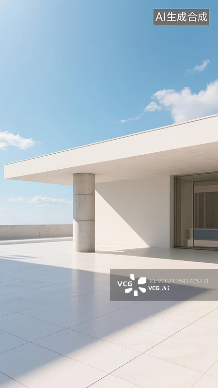 【AI数字艺术】现代建筑露台与蓝天图片素材
