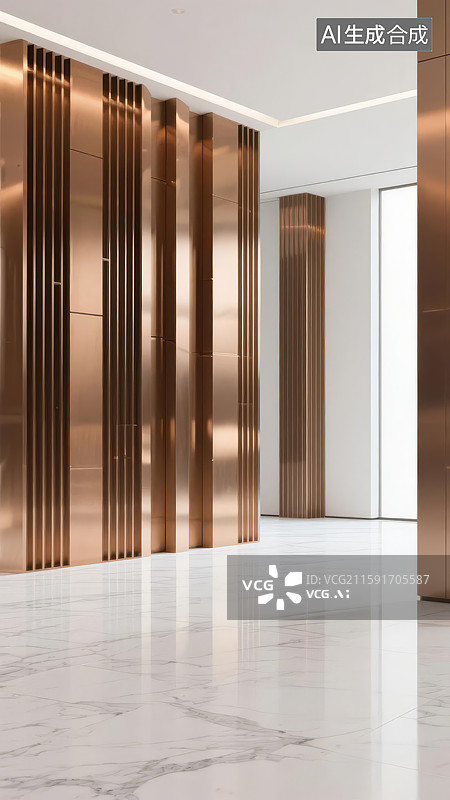 【AI数字艺术】现代室内金属装饰墙图片素材