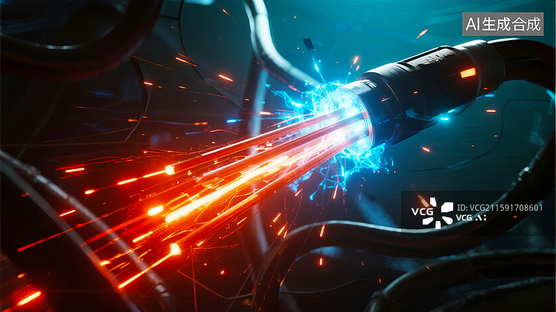 【AI数字艺术】能量光束发射瞬间图片素材