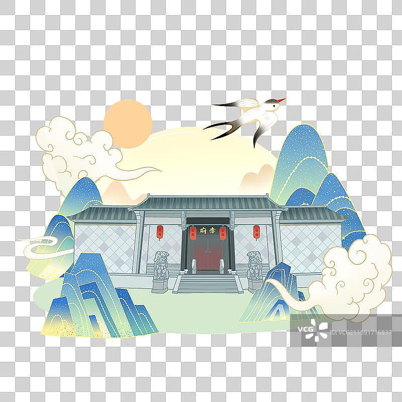 合肥地标建筑插画李鸿章故居图片素材