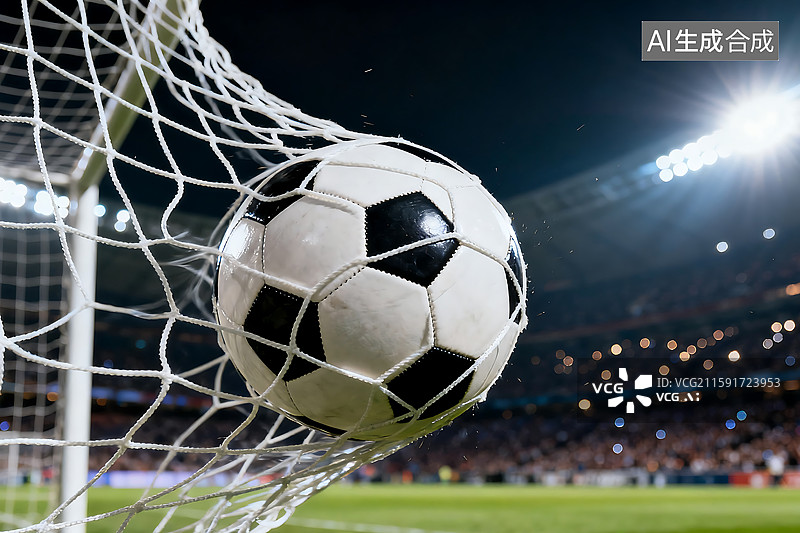 【AI数字艺术】足球进球瞬间特写 足球运动 体育场 中超 苏超 村超 体育运动海报 胜利 冠军图片素材
