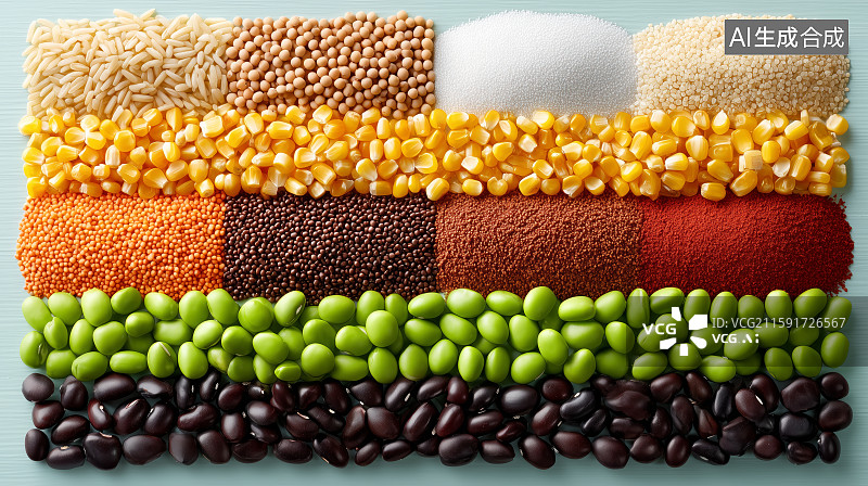 【AI数字艺术】多种谷物豆类展示图片素材