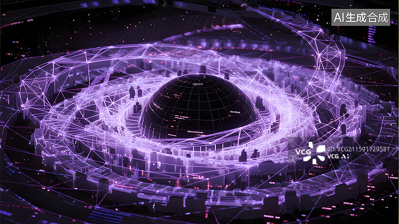 【AI数字艺术】3d建模抽象发光星球暗物质科技背景图片素材