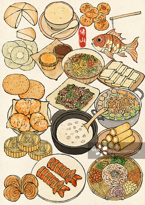 佛山美食插画图片素材