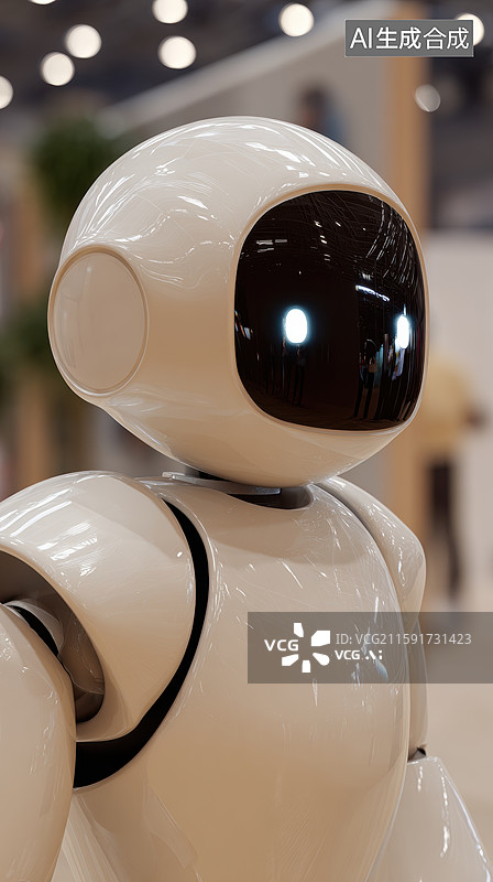 【AI数字艺术】白色机器人在室内展示图片素材