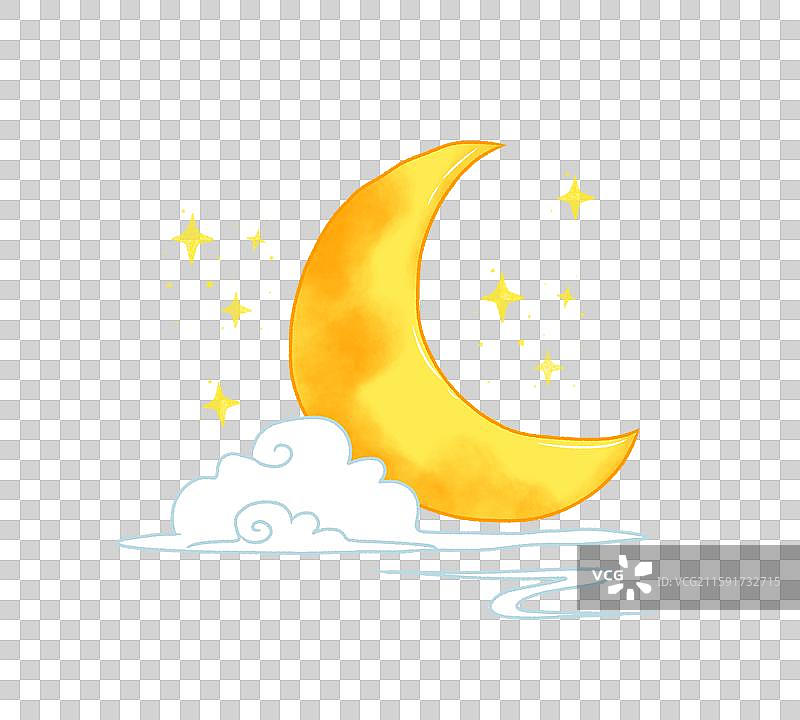 梦幻新月与闪烁星星插画图片素材