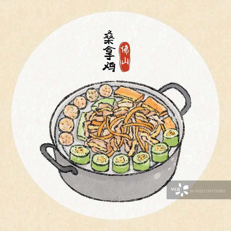 佛山美食插画-桑拿鸡图片素材