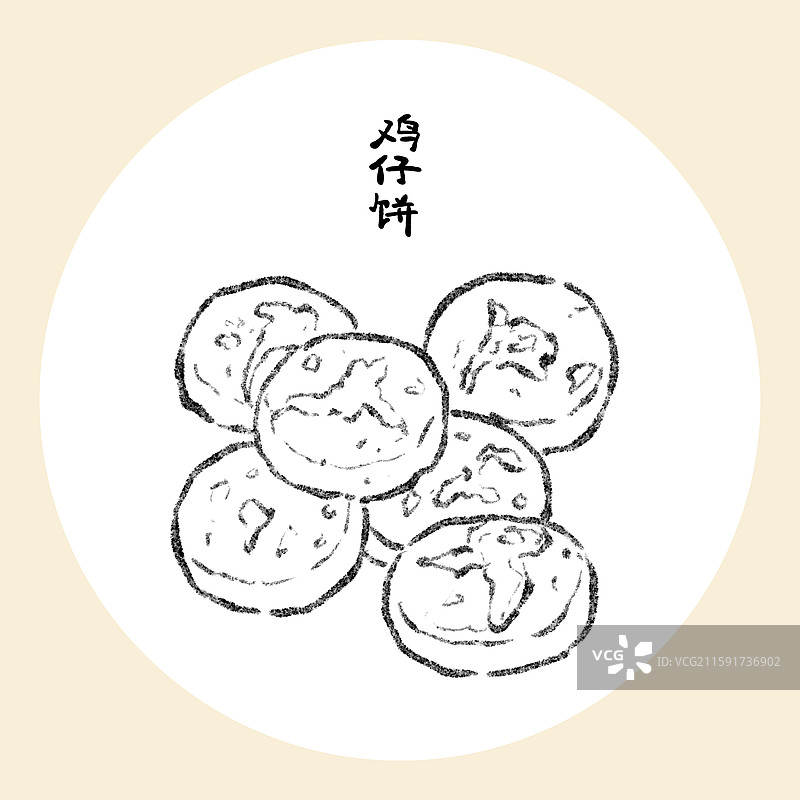 佛山美食插画-鸡仔饼图片素材