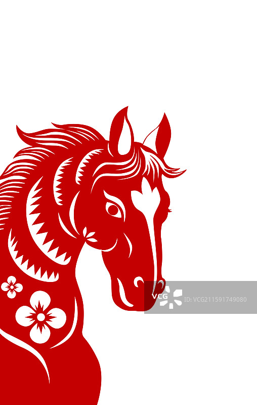 剪纸风马年插画图片素材