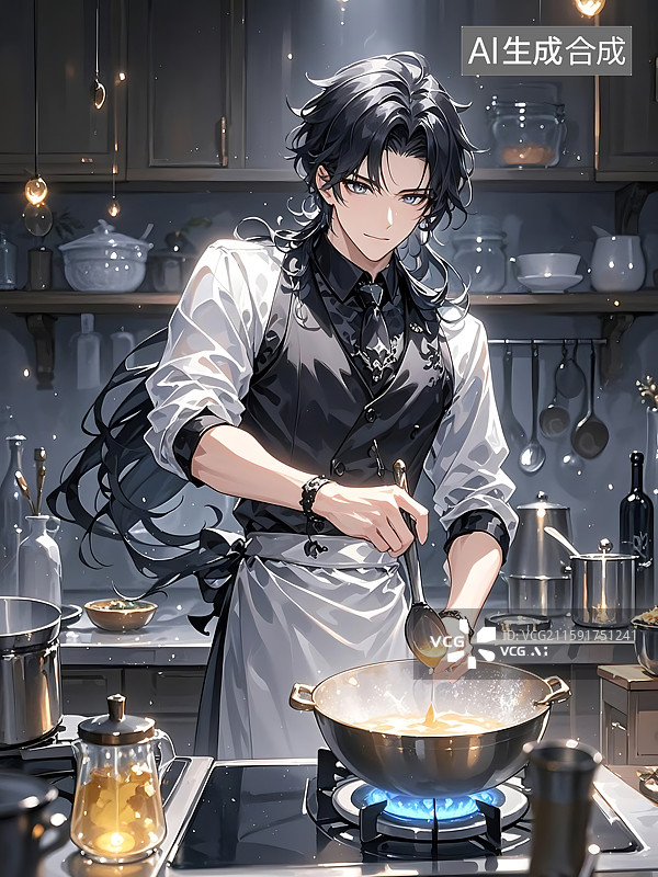 【AI数字艺术】料理达人帅哥厨师图片素材