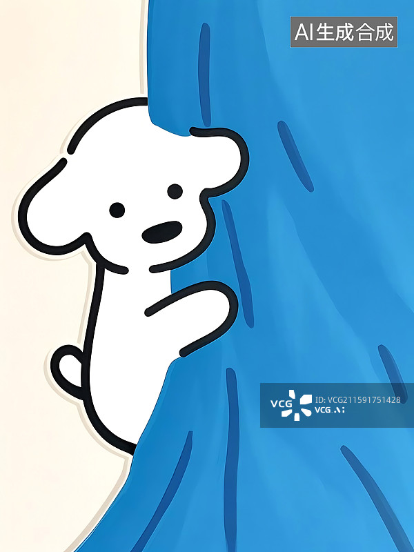 【AI数字艺术】小狗藏蓝色幕布图片素材
