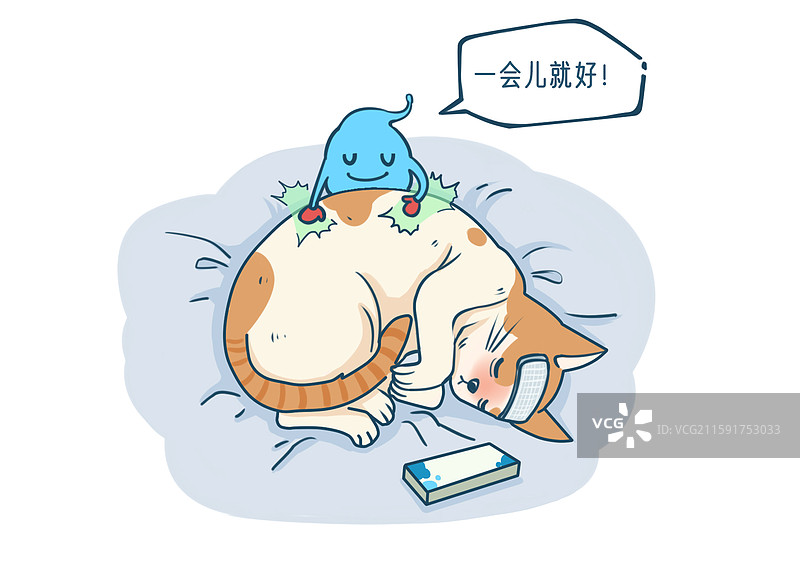 益生菌帮助发烧小橘猫恢复健康图片素材