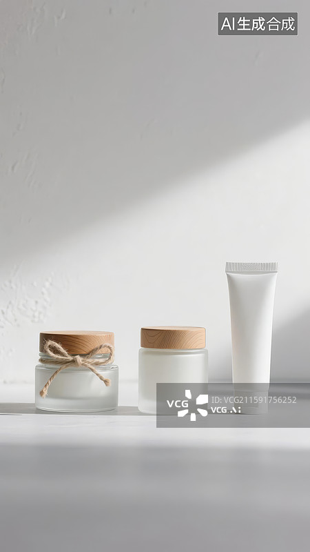 【AI数字艺术】简约护肤产品展示图片素材