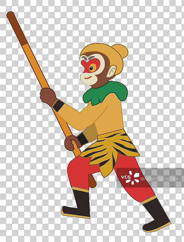 中国风新中式古风古典传统文化四大名著齐天大圣弼马温孙悟空人物皮影风格插画图片素材