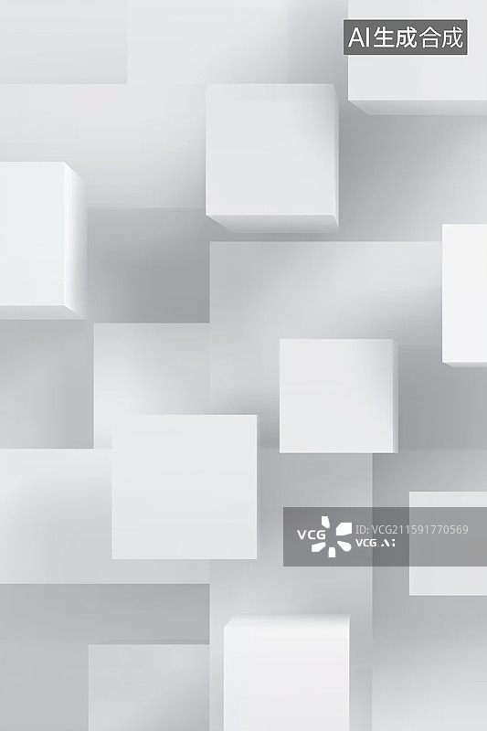 【AI数字艺术】白色立方体几何图案图片素材