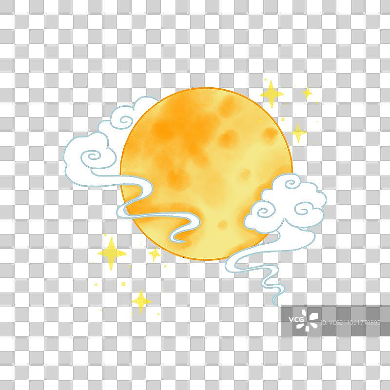 梦幻云朵相伴的明亮圆月图片素材