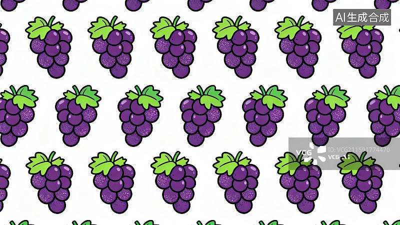 【AI数字艺术】卡通水果葡萄无缝图案背景图片素材