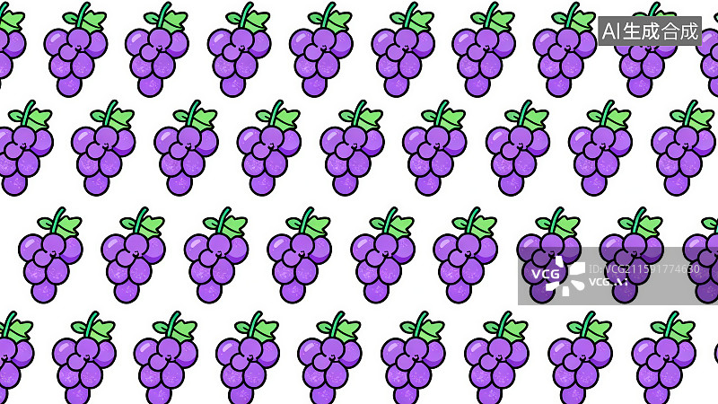 【AI数字艺术】卡通水果葡萄无缝图案背景图片素材