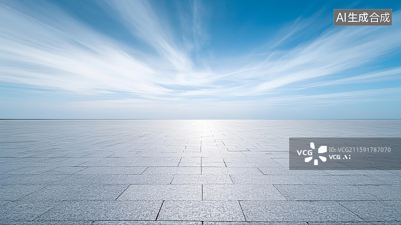 【AI数字艺术】户外汽车展示场景,道路展示背景,蓝天白云,晴朗淡蓝色天空,散落的白云,极简自然景观,纯净空旷感图片素材