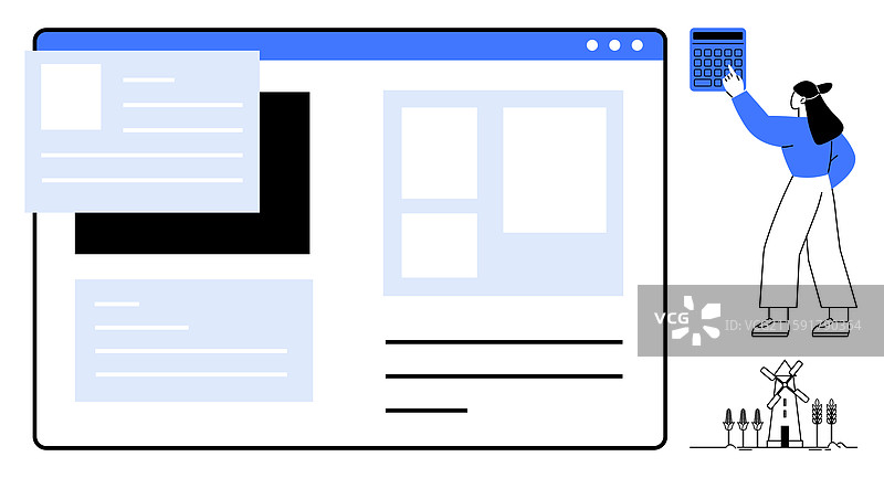 女性在审查网页布局设计概念图片素材