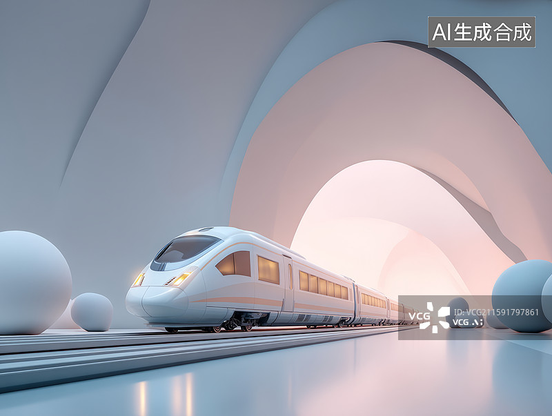 【AI数字艺术】未来感十足的高速列车图片素材