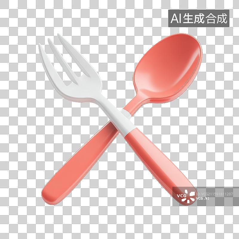 【AI数字艺术】粉色叉子和勺子交叉摆放图片素材