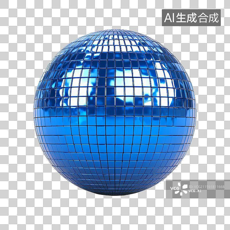 【AI数字艺术】蓝色镜面球体图片素材