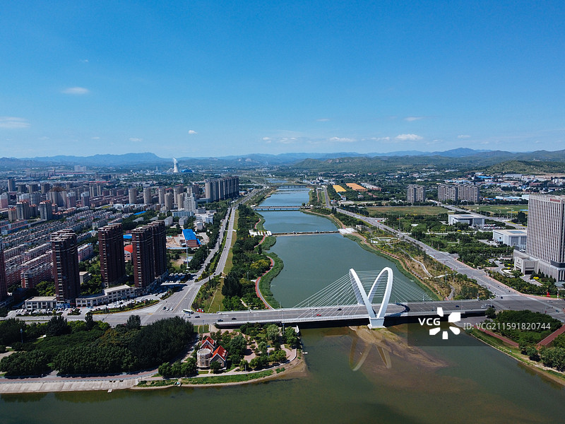 朝阳市 双塔区 龙腾大街 大凌河 航拍 朝阳大街图片素材