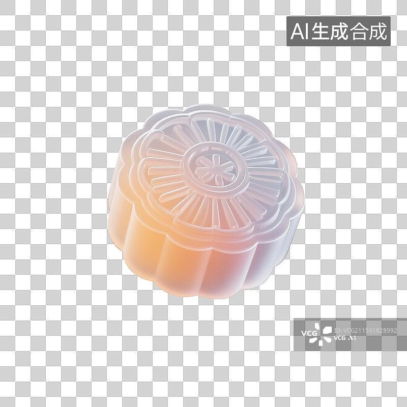 【AI数字艺术】3D渲染，透明质感，月饼，卡通月饼，中秋节，免抠元素图片素材