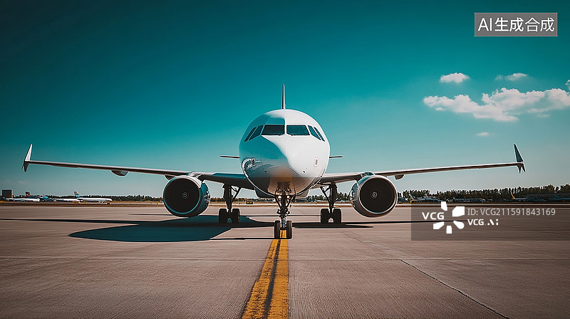 【AI数字艺术】机场跑道上的飞机图片素材