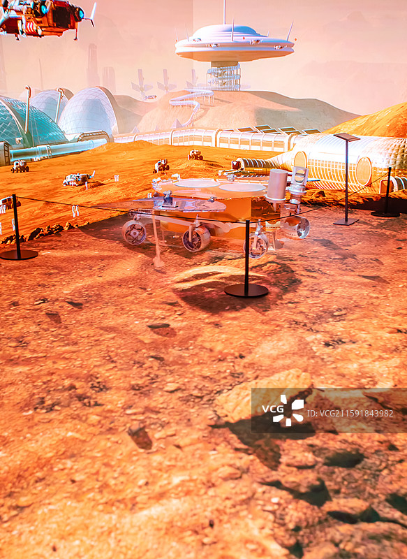 上海世界技能博物馆1:1复刻的祝融号火星车模型图片素材