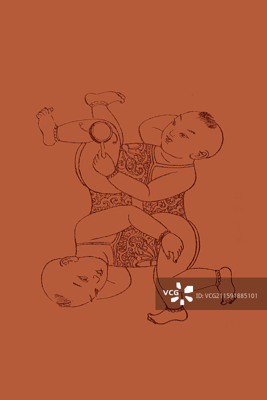 中国古代吉祥图案，纹样，四喜合局图图片素材