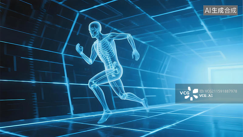 【AI数字艺术】人体骨骼跑步动态图图片素材