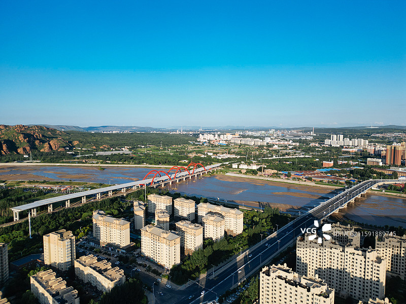 赤峰市 洪山区 松洲公园 松山区 赤峰商厦 航拍图片素材