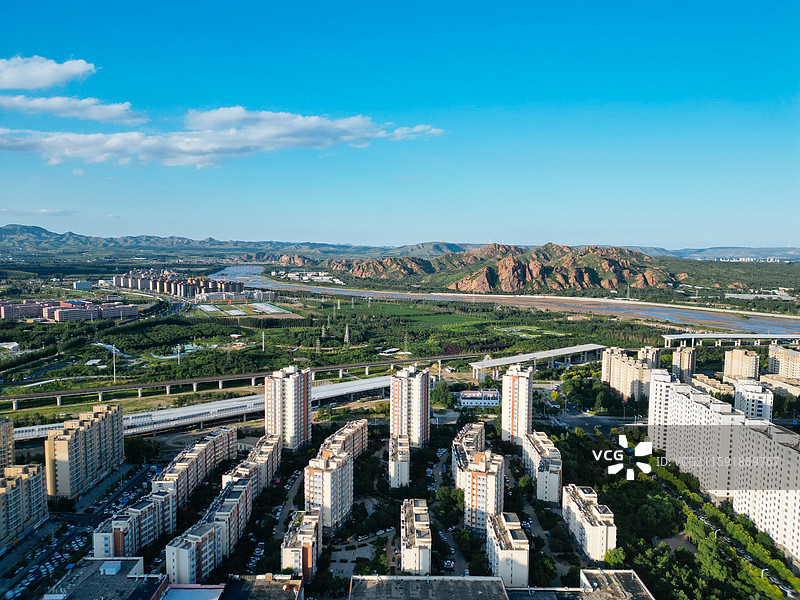 赤峰市 洪山区 松洲公园 松山区 赤峰商厦 航拍图片素材