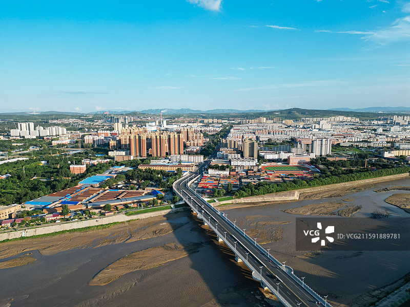 赤峰市 洪山区 松洲公园 松山区 赤峰商厦 航拍图片素材