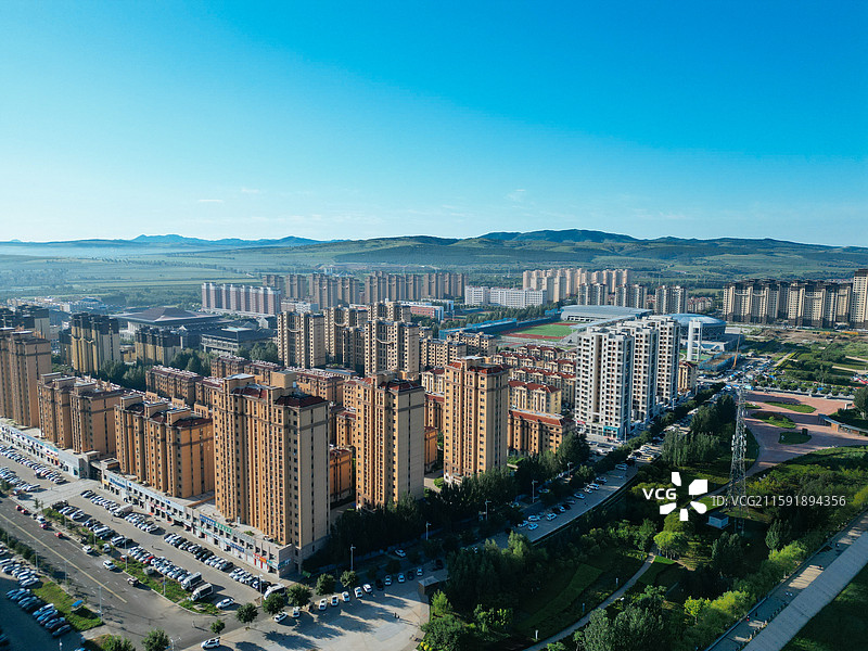 敖汉旗 新惠镇 石虎山 新惠路 新北村 航拍图片素材