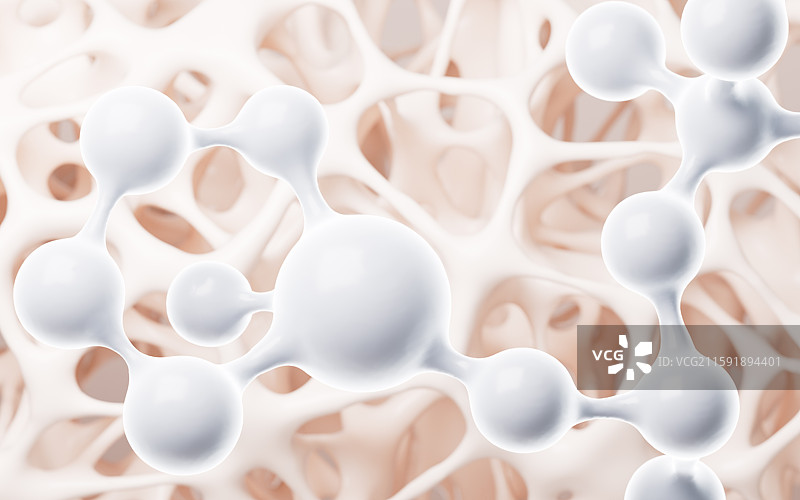 分子和多孔骨架背景3D渲染图片素材