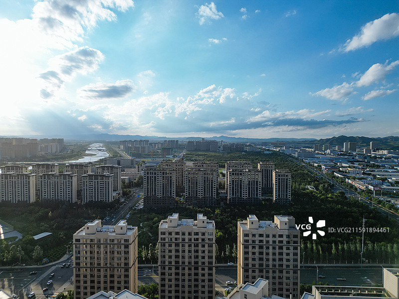 赤峰市 红山区 松洲公园 松山区 赤峰商厦 航拍图片素材