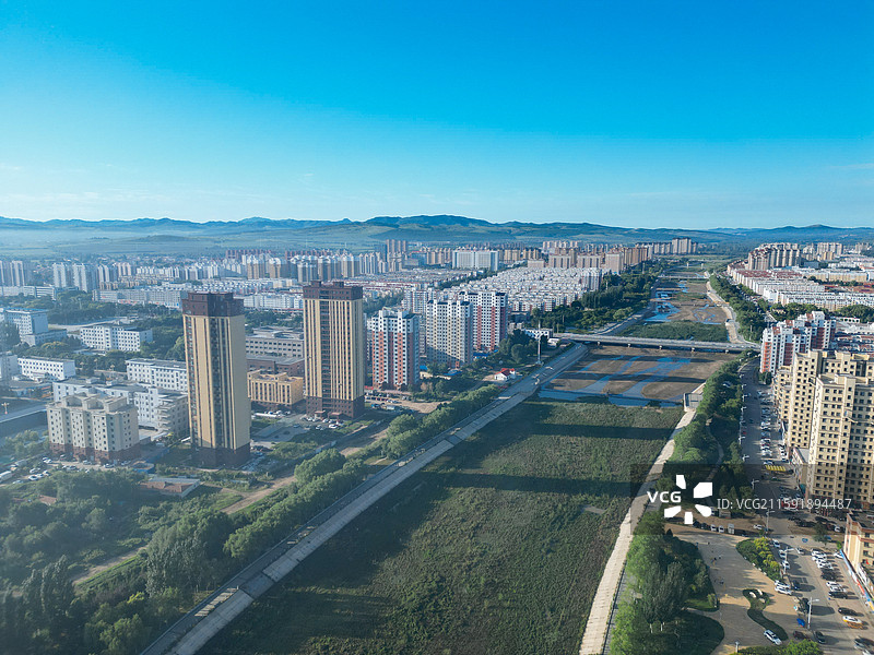 敖汉旗 新惠镇 石虎山 新惠路 新北村 航拍图片素材