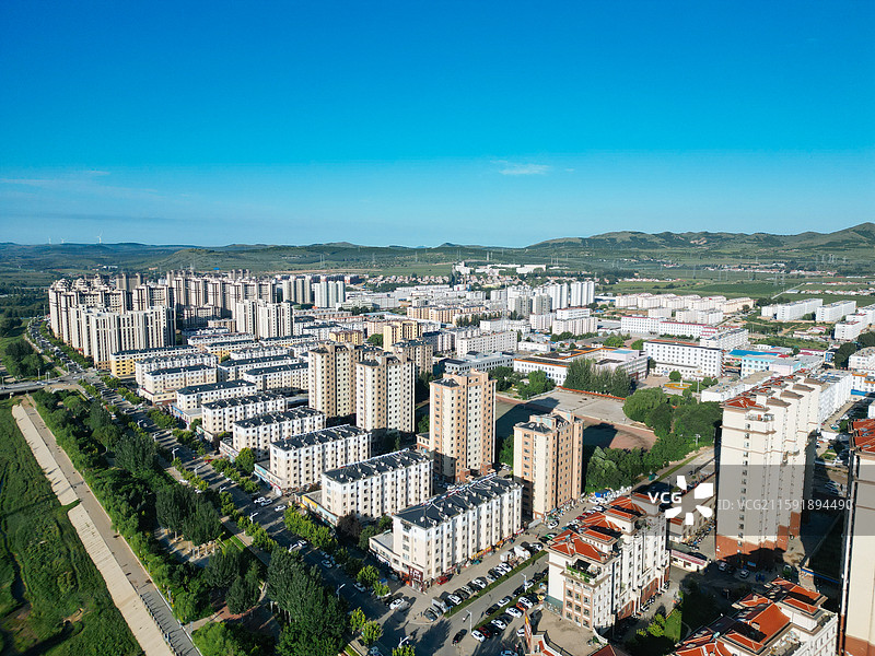 敖汉旗 新惠镇 石虎山 新惠路 新北村 航拍图片素材