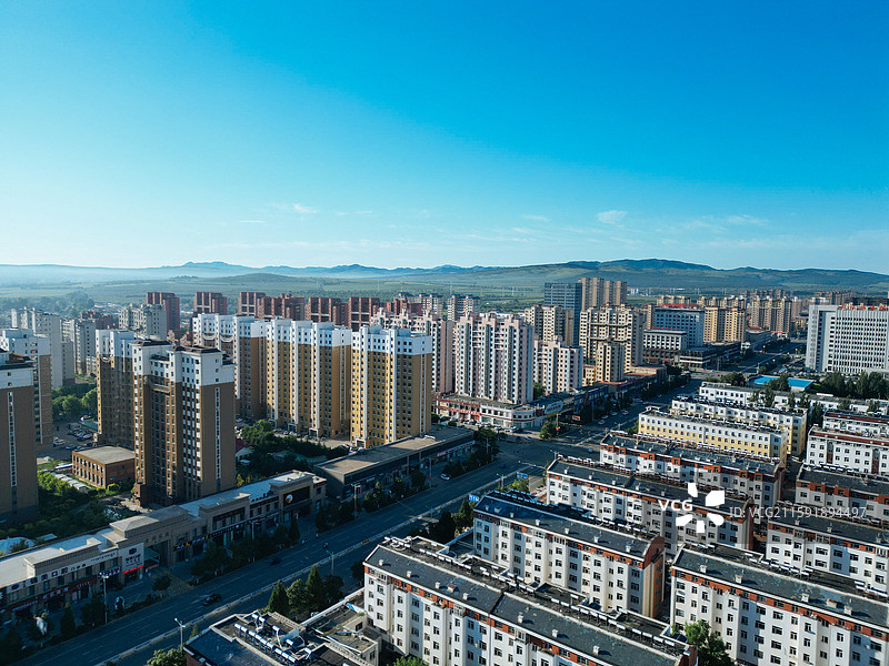 敖汉旗 新惠镇 石虎山 新惠路 新北村 航拍图片素材